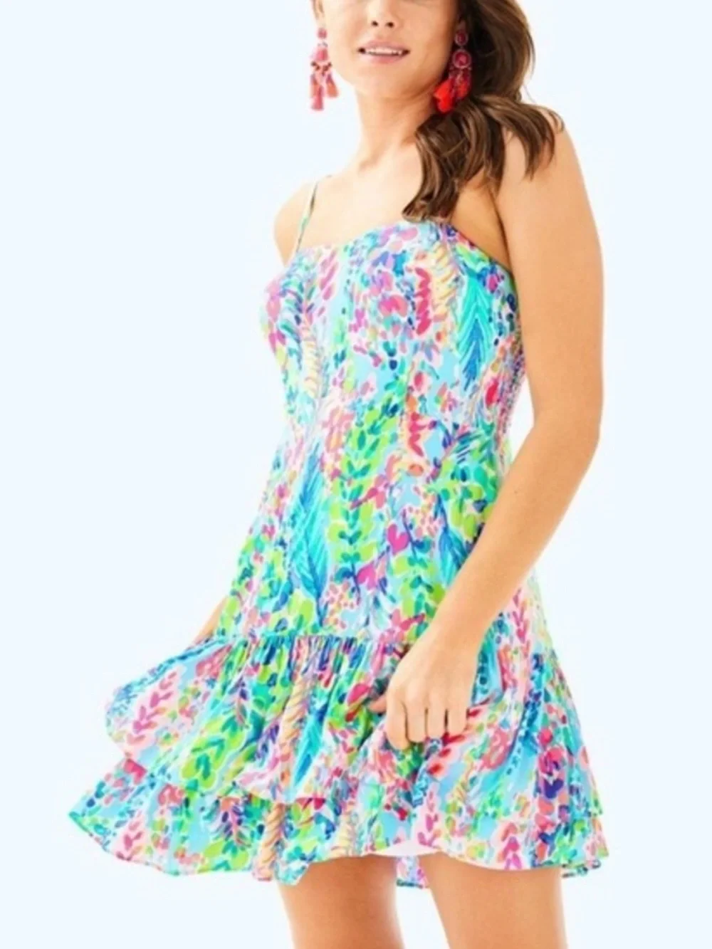 Lilly Pulitzer Morgana Catch The Wave Dress Swing Tiered Colorful Mini 14 - Picture 1 of 6